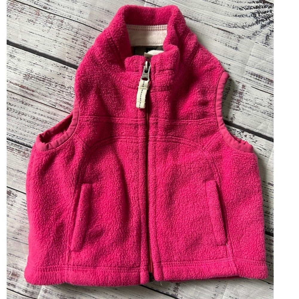 REI‎ Fleece Vest Kids Pink Full Zip Mock Neck 6 Months